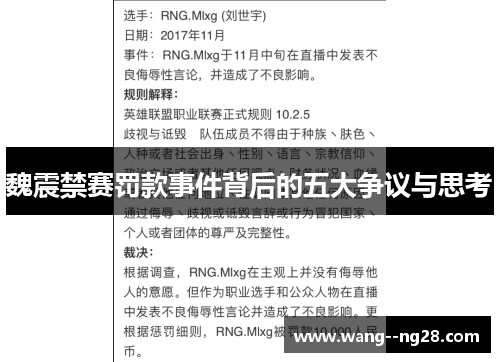 魏震禁赛罚款事件背后的五大争议与思考